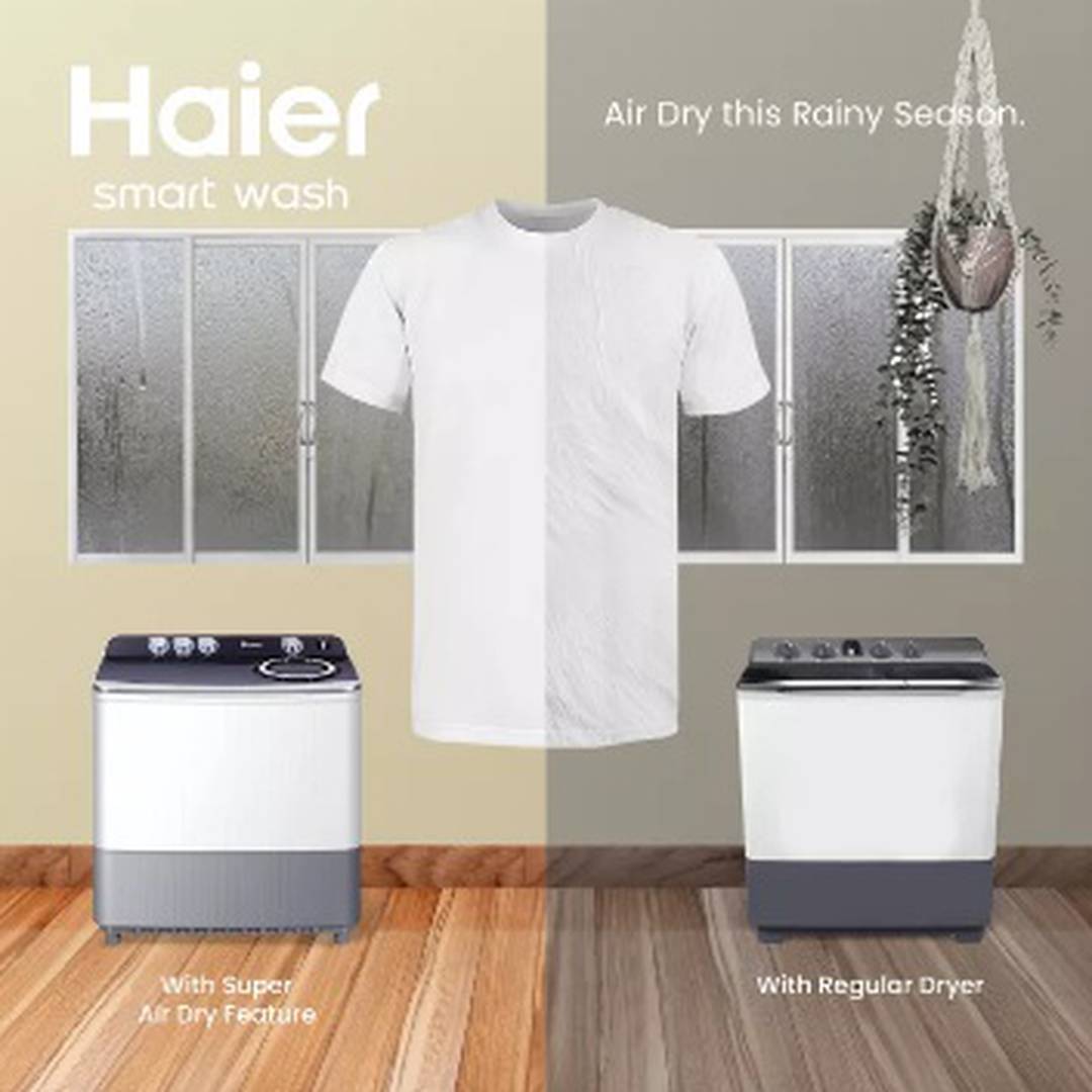 [HAIER] HWM90P186 ; 9.0 kg., Twin Tub Washing Machine, Air Dry Alson