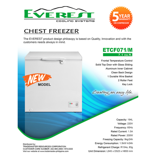 everest chest freezer 19 cubic