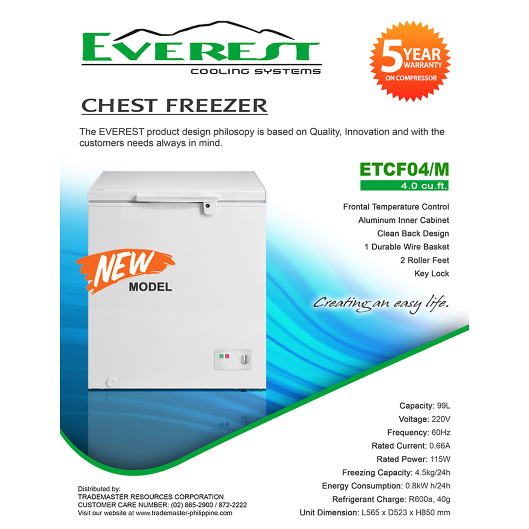 [EVEREST] ETCF04/M ; 4.0 cu. Ft., Chest Freezer, Top Door Alson's